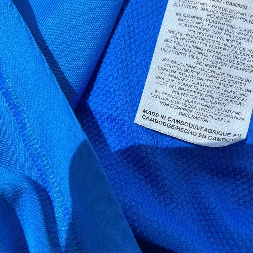 Nike Dri-FIT Blue White Trim Built In Shelf Bra Racerback Tank Top Size M